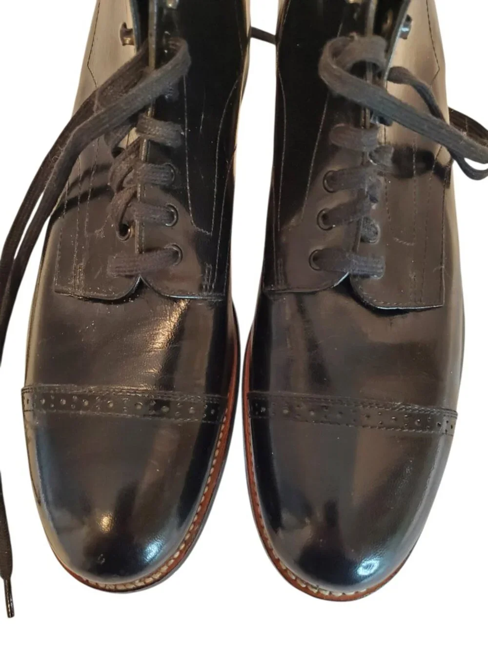 STACY ADAMS SZ 11D Men's Madison Cap Toe Kidskin Leather Dress Boot Black